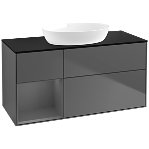 Villeroy und Boch Finion Waschtischunterschrank FA62GKGK 120cm, Abdeckplatte black matt, Regale Anthracite matt lacquer, Anthracite matt