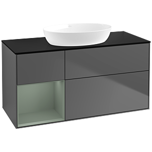 Villeroy and Boch Finion Villeroy and Boch Finion FA62GMGK 120cm, cover plate black matt, shelves olive matt lacquer, anthracite matt