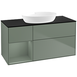 Villeroy and Boch Finion Villeroy and Boch Finion FA62GMGM 120cm, cover plate black matt, shelves olive matt lacquer, Olive Matt Lacquer