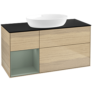 Villeroy and Boch Finion Villeroy and Boch Finion FA62GMPC 120cm, cover plate black matt, shelves olive matt lacquer, Oak Veneer