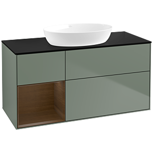 Villeroy and Boch Finion Villeroy and Boch Finion FA62GNGM 120cm, cover plate black matt, shelves Walnut Veneer , Olive Matt Lacquer