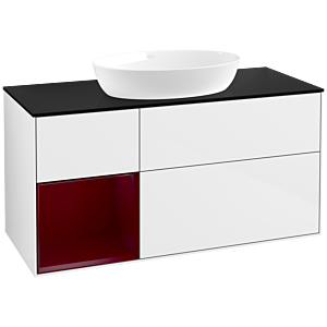 Villeroy and Boch Finion Villeroy and Boch Finion FA62HBGF 120cm, cover plate black matt, shelves Peony matt lacquer, glossy white lacquer