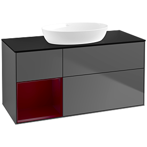 Villeroy and Boch Finion Villeroy and Boch Finion FA62HBGK 120cm, cover plate black matt, shelves Peony matt lacquer, anthracite matt
