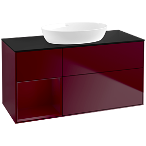 Villeroy und Boch Finion Waschtischunterschrank FA62HBHB 120cm, Abdeckplatte black matt, Regale Peony matt lacquer, Peony Matt
