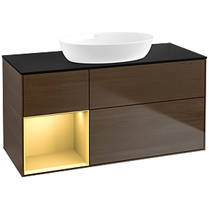 Villeroy and Boch Finion Villeroy and Boch Finion FA62HFGN 120cm, cover plate black matt, shelves gold matt lacquer, walnut veneer