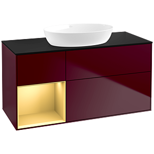 Villeroy and Boch Finion Villeroy and Boch Finion FA62HFHB 120cm, cover plate black matt, shelves gold matt lacquer, Peony Matt