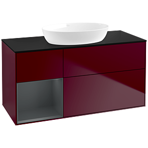 Villeroy und Boch Finion Waschtischunterschrank FA62HGHB 120cm, Abdeckplatte black matt, Regale Midnight matt lacquer, Peony Matt