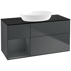 Villeroy und Boch Finion Waschtischunterschrank FA62HGHG 120cm, Abdeckplatte black matt, Regale Midnight matt lacquer, Midnight Blue Matt Lacquer
