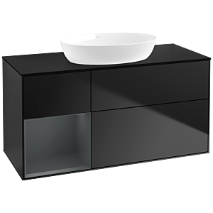 Villeroy und Boch Finion Waschtischunterschrank FA62HGPD 120cm, Abdeckplatte black matt, Regale Midnight matt lacquer, Black matt lacquer
