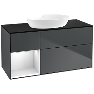 Villeroy und Boch Finion Waschtischunterschrank FA62MTHG 120cm, Abdeckplatte black matt, Regale White matt lacquer, Midnight Blue Matt Lacquer