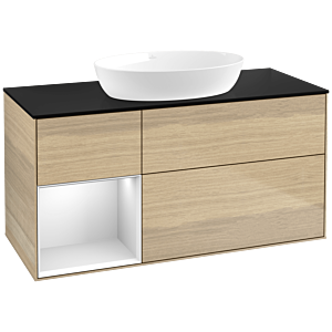 Villeroy and Boch Finion Villeroy and Boch Finion FA62MTPC 120cm, cover plate black matt, shelves white matt lacquer, Oak Veneer