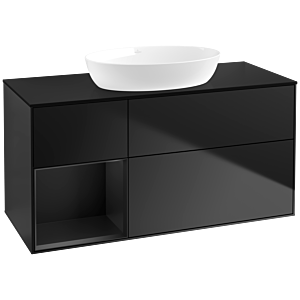 Villeroy und Boch Finion Waschtischunterschrank FA62PDPD 120cm, Abdeckplatte black matt, Regale Black matt lacquer, Black matt lacquer