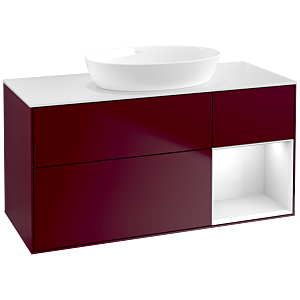 Villeroy und Boch Finion Waschtischunterschrank FA71GFHB 120cm, Abdeckplatte white matt, Regale Glossy white lacquer, Peony Matt