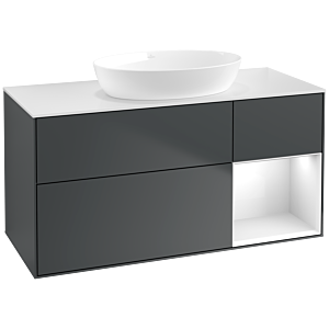 Villeroy und Boch Finion Waschtischunterschrank FA71GFHG 120cm, Abdeckplatte white matt, Regale Glossy white lacquer, Midnight Blue Matt Lacquer