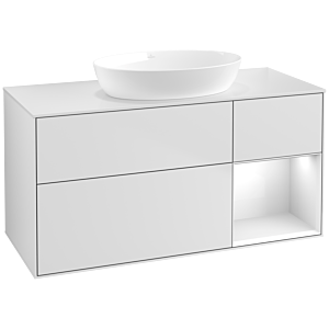 Villeroy und Boch Finion Waschtischunterschrank FA71GFMT 120cm, Abdeckplatte white matt, Regale Glossy white lacquer, White matt lacquer