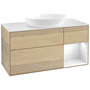 Villeroy and Boch Finion Villeroy and Boch Finion FA71GFPC 120cm, cover plate white matt, shelves Glossy white lacquer, Oak Veneer
