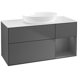 Villeroy und Boch Finion Waschtischunterschrank FA71GKGK 120cm, Abdeckplatte white matt, Regale Anthracite matt lacquer, Anthracite matt