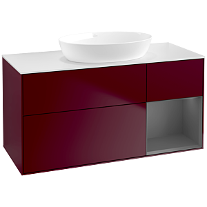 Villeroy und Boch Finion Waschtischunterschrank FA71GKHB 120cm, Abdeckplatte white matt, Regale Anthracite matt lacquer, Peony Matt