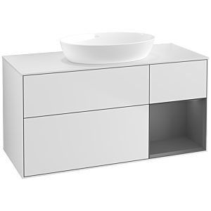 Villeroy und Boch Finion Waschtischunterschrank FA71GKMT 120cm, Abdeckplatte white matt, Regale Anthracite matt lacquer, White matt lacquer