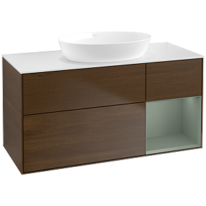 Villeroy and Boch Finion Villeroy and Boch Finion FA71GMGN 120cm, cover plate white matt, shelves olive matt lacquer, walnut veneer