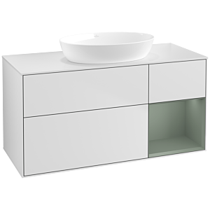 Villeroy and Boch Finion Villeroy and Boch Finion FA71GMMT 120cm, cover plate white matt, shelves olive matt lacquer, white matt lacquer