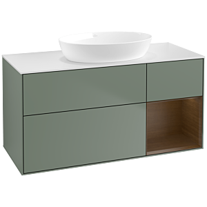 Villeroy and Boch Finion Villeroy and Boch Finion FA71GNGM 120cm, cover plate white matt, shelves Walnut Veneer , Olive Matt Lacquer