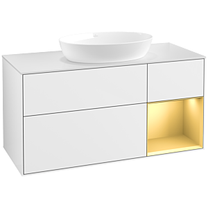 Villeroy and Boch Finion Villeroy and Boch Finion FA71HFGF 120cm, cover plate white matt, shelves gold matt lacquer, glossy white lacquer