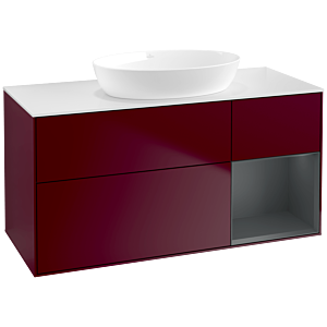 Villeroy und Boch Finion Waschtischunterschrank FA71HGHB 120cm, Abdeckplatte white matt, Regale Midnight matt lacquer, Peony Matt