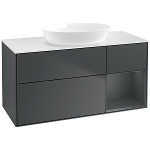 Villeroy et Boch Finion Villeroy et Boch FA71HGHG 120cm, plaque de recouvrement blanc mat, étagères laqué mat Midnight, Midnight Blue Matt Lacquer