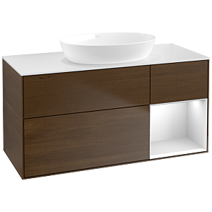 Villeroy and Boch Finion Villeroy and Boch Finion FA71MTGN 120cm, cover plate white matt, shelves white matt lacquer, walnut veneer