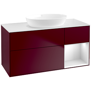 Villeroy und Boch Finion Waschtischunterschrank FA71MTHB 120cm, Abdeckplatte white matt, Regale White matt lacquer, Peony Matt