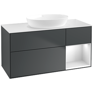 Villeroy und Boch Finion Waschtischunterschrank FA71MTHG 120cm, Abdeckplatte white matt, Regale White matt lacquer, Midnight Blue Matt Lacquer