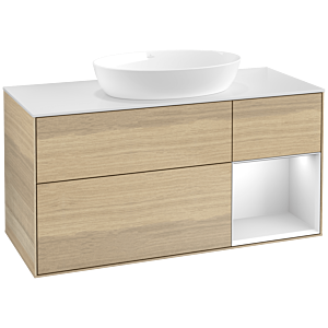 Villeroy and Boch Finion Villeroy and Boch Finion FA71MTPC 120cm, cover plate white matt, shelves white matt lacquer, Oak Veneer