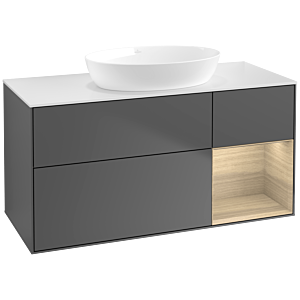 Villeroy et Boch Finion Villeroy et Boch FA71PCGK 120cm, plaque de recouvrement blanc mat, étagères Oak Veneer , anthracite mat