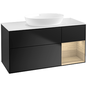 Villeroy et Boch Finion Villeroy et Boch FA71PCPD 120cm, plaque de recouvrement blanc mat, étagères Oak Veneer , laqué noir mat