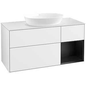 Villeroy and Boch Finion Villeroy and Boch Finion FA71PDGF 120cm, cover plate white matt, shelves black matt lacquer, glossy white lacquer