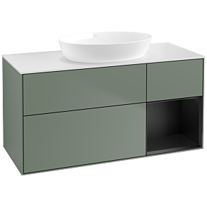 Villeroy and Boch Finion Villeroy and Boch Finion FA71PDGM 120cm, cover plate white matt, shelves black matt lacquer, Olive Matt Lacquer