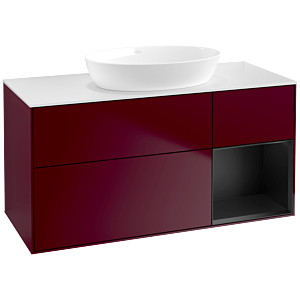 Villeroy und Boch Finion Waschtischunterschrank FA71PDHB 120cm, Abdeckplatte white matt, Regale Black matt lacquer, Peony Matt