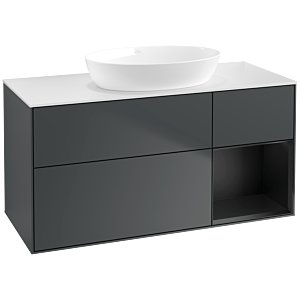 Villeroy und Boch Finion Waschtischunterschrank FA71PDHG 120cm, Abdeckplatte white matt, Regale Black matt lacquer, Midnight Blue Matt Lacquer
