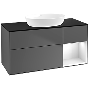 Villeroy and Boch Finion Villeroy and Boch Finion FA72GFGK 120cm, cover plate black matt, shelves Glossy white lacquer, anthracite matt