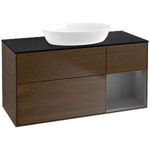 Villeroy and Boch Finion Villeroy and Boch Finion FA72GKGN 120cm, cover plate black matt, shelves anthracite matt lacquer, walnut veneer