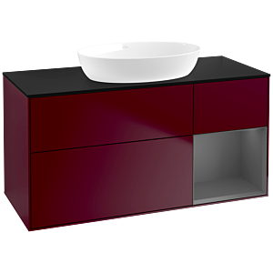 Villeroy et Boch Finion Villeroy et Boch FA72GKHB 120cm, plaque de recouvrement noir mat, étagères laqué mat anthracite, Peony Matt