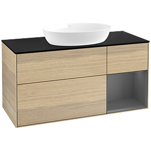 Villeroy and Boch Finion Villeroy and Boch Finion FA72GKPC 120cm, cover plate black matt, shelves anthracite matt lacquer, Oak Veneer
