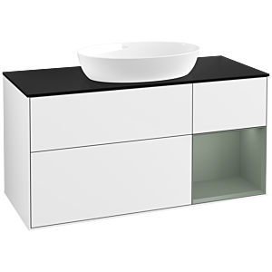 Villeroy and Boch Finion Villeroy and Boch Finion FA72GMGF 120cm, cover plate black matt, shelves olive matt lacquer, glossy white lacquer