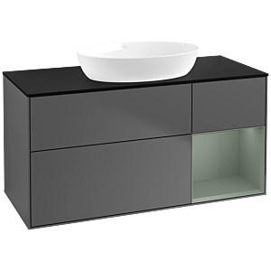 Villeroy and Boch Finion Villeroy and Boch Finion FA72GMGK 120cm, cover plate black matt, shelves olive matt lacquer, anthracite matt