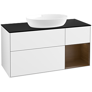 Villeroy and Boch Finion Villeroy and Boch Finion FA72GNGF 120cm, cover plate black matt, shelves Walnut Veneer , glossy white lacquer