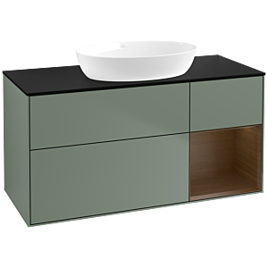 Villeroy and Boch Finion Villeroy and Boch Finion FA72GNGM 120cm, cover plate black matt, shelves Walnut Veneer , Olive Matt Lacquer