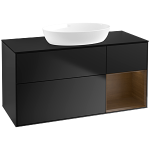 Villeroy et Boch Finion Villeroy et Boch FA72GNPD 120cm, plaque de recouvrement noir mat, étagères Walnut Veneer , laqué noir mat
