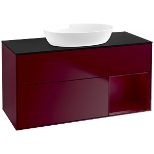Villeroy und Boch Finion Waschtischunterschrank FA72HBHB 120cm, Abdeckplatte black matt, Regale Peony matt lacquer, Peony Matt