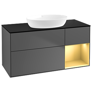 Villeroy and Boch Finion Villeroy and Boch Finion FA72HFGK 120cm, cover plate black matt, shelves gold matt lacquer, anthracite matt